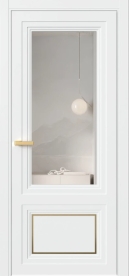 Межкомнатная Дверь ПО Erte 2 Rustica Декор золото в цвете белоснежный со стеклом НОВЫЙ Зеркало Оптивайт