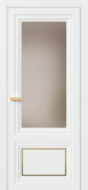 Межкомнатная Дверь ПО Erte 2 Rustica Декор золото в цвете белоснежный со стеклом НОВЫЙ Бронза Сатинат