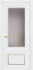 Межкомнатная Дверь ПО Erte 2 Rustica Декор золото полуторная в цвете белоснежный со стеклом НОВЫЙ Грей Сатинат