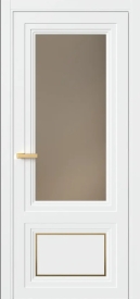 Межкомнатная Дверь ПО Erte 2 Rustica Декор золото в цвете Сигнально-белый (RAL 9003) со стеклом НОВЫЙ Зеркало Бронза Матовый