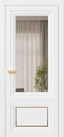 Межкомнатная Дверь ПО Erte 2 Rustica Декор золото в цвете Сигнально-белый (RAL 9003) со стеклом НОВЫЙ Бронза Прозрачный