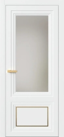 Межкомнатная Дверь ПО Erte 2 Rustica Декор золото в цвете Сигнально-белый (RAL 9003) со стеклом НОВЫЙ Оптивайт Сатинат