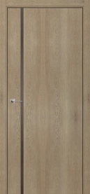 Межкомнатная дверь ПО БЭЙС 1/1 двустворчатая в цвете Дуб Скальный. со стеклом RAY бронза