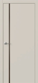 Межкомнатная дверь ПО БЭЙС 1/1 маятниковая в цвете Мускат софт со стеклом RAY бронза