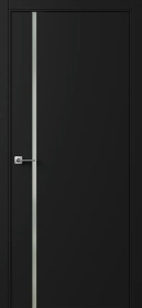 Межкомнатная дверь ПО БЭЙС 1/1 рото в цвете Чёрный софт со стеклом RAY белый