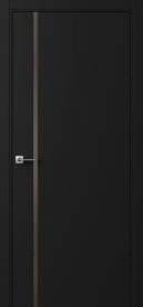 Межкомнатная дверь ПО БЭЙС 1/1 в цвете Чёрный софт со стеклом RAY бронза