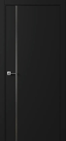 Межкомнатная Раздвижная дверь ПО БЭЙС 1/1 купе в цвете Чёрный софт со стеклом RAY серый
