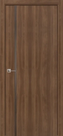 Межкомнатная дверь ПО БЭЙС 1/1 двустворчатая в цвете Орех натуральный со стеклом RAY бронза