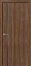 Межкомнатная дверь ПО БЭЙС 1/1 двустворчатая в цвете Орех натуральный со стеклом RAY серый