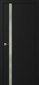 Межкомнатная Раздвижная дверь ПО БЭЙС 1/2 купе в цвете Чёрный софт со стеклом RAY белый