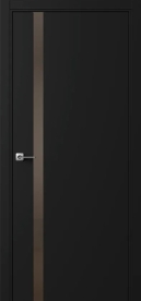Межкомнатная дверь ПО БЭЙС 1/2 в цвете Чёрный софт со стеклом RAY бронза