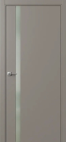 Межкомнатная дверь ПО БЭЙС 1/2 в цвете Тауп софт  со стеклом RAY белый