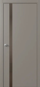 Межкомнатная дверь ПО БЭЙС 1/2 двустворчатая в цвете Тауп софт  со стеклом RAY бронза