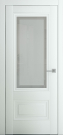 Межкомнатная Раздвижная дверь ПО Турин В3 купе в цвете Белый матовый  со стеклом Сатинат Белый