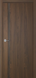 Межкомнатная дверь ПО BASE 1/1 вертикальное направление в цвете Орех Флэйм со стеклом RAY серый