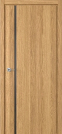 Межкомнатная дверь ПО BASE 1/1 вертикальное направление пенал в цвете Дуб натуральный  со стеклом RAY серый