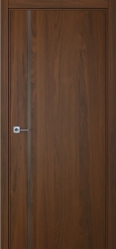 Межкомнатная дверь ПО BASE 1/1 вертикальное направление в цвете Американский орех  со стеклом RAY бронза