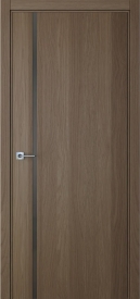 Межкомнатная дверь ПО BASE 1/1 вертикальное направление в цвете Дуб каменный со стеклом RAY серый
