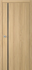 Межкомнатная дверь ПО BASE 1/1 вертикальное направление рото в цвете Дуб Грано со стеклом RAY серый