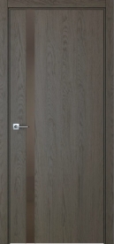 Межкомнатная дверь ПО БЭЙС 1/2 вертикальное направление в цвете Дуб Ридж со стеклом RAY бронза