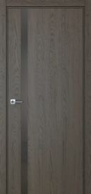 Межкомнатная дверь ПО БЭЙС 1/2 вертикальное направление пенал в цвете Дуб Ридж со стеклом RAY серый