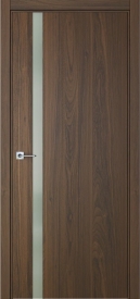 Межкомнатная дверь ПО БЭЙС 1/2 вертикальное направление Invisible в цвете Орех Флэйм со стеклом RAY белый