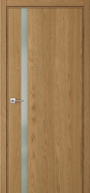 Межкомнатная дверь ПО БЭЙС 1/2 вертикальное направление пенал в цвете Дуб Клэй со стеклом RAY белый