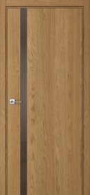 Межкомнатная дверь ПО БЭЙС 1/2 вертикальное направление в цвете Дуб Клэй со стеклом RAY бронза