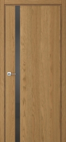 Межкомнатная дверь ПО БЭЙС 1/2 вертикальное направление пенал в цвете Дуб Клэй со стеклом RAY серый