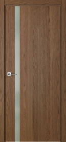 Межкомнатная дверь ПО БЭЙС 1/2 вертикальное направление пенал в цвете Дуб Кейв со стеклом RAY белый