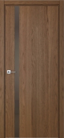 Межкомнатная дверь ПО БЭЙС 1/2 горизонтальное направление маятниковая в цвете Дуб Кейв со стеклом RAY бронза