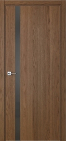 Межкомнатная дверь ПО БЭЙС 1/2 вертикальное направление в цвете Дуб Кейв со стеклом RAY серый