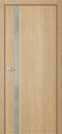 Межкомнатная дверь ПО БЭЙС 1/2 вертикальное направление Invisible в цвете Дуб Сэнд со стеклом RAY белый