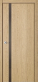 Межкомнатная дверь ПО БЭЙС 1/2 вертикальное направление Invisible в цвете Дуб Сэнд со стеклом RAY бронза