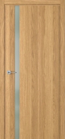 Межкомнатная дверь ПО БЭЙС 1/2 вертикальное направление в цвете Дуб натуральный  со стеклом RAY белый