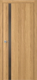 Межкомнатная дверь ПО БЭЙС 1/2 вертикальное направление в цвете Дуб натуральный  со стеклом RAY бронза