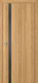 Межкомнатная дверь ПО БЭЙС 1/2 вертикальное направление Invisible в цвете Дуб натуральный  со стеклом RAY серый