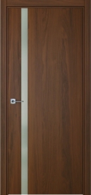 Межкомнатная дверь ПО BASE 1/2 вертикальное направление в цвете Американский орех  со стеклом RAY белый