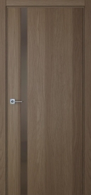 Межкомнатная дверь ПО БЭЙС 1/2 вертикальное направление полуторная в цвете Дуб каменный со стеклом RAY бронза
