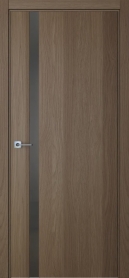 Межкомнатная дверь ПО БЭЙС 1/2 вертикальное направление полуторная в цвете Дуб каменный со стеклом RAY серый