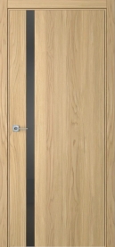Межкомнатная дверь ПО БЭЙС 1/2 вертикальное направление в цвете Дуб Грано со стеклом RAY серый