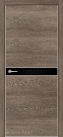 Межкомнатная дверь ПО Титаниум 6 в цвете Дуб Графит. со стеклом Стекло Черное AGS