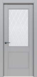 Межкомнатная дверь ПО КЛАССИКО 73 в цвете Nardo Grey со стеклом Ромб