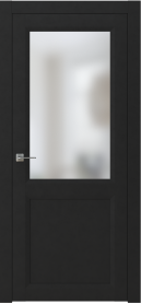 Межкомнатная дверь ПО NEO 2 двустворчатая в цвете Чёрный софт со стеклом Сатинат Белый