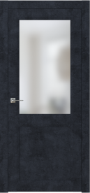 Межкомнатная дверь ПО NEO 2 двустворчатая в цвете Чёрный Морион  со стеклом Сатинат Белый