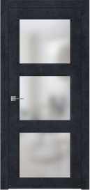 Межкомнатная дверь ПО NEO 4 в цвете Чёрный Морион  со стеклом Сатинат Белый