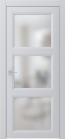 Межкомнатная дверь ПО NEO 4 двустворчатая в цвете Скай софт со стеклом Сатинат Белый