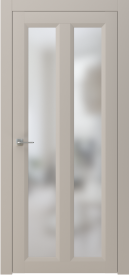 Межкомнатная дверь ПО NEO 7 двустворчатая в цвете Мускат софт со стеклом Сатинат Белый