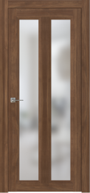 Межкомнатная дверь ПО NEO 7 двустворчатая в цвете Орех натуральный со стеклом Сатинат Белый