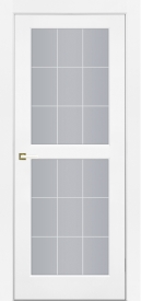 Межкомнатная дверь ПО EMMA 2 пенал в цвете Белоснежный со стеклом Сатинат Белый